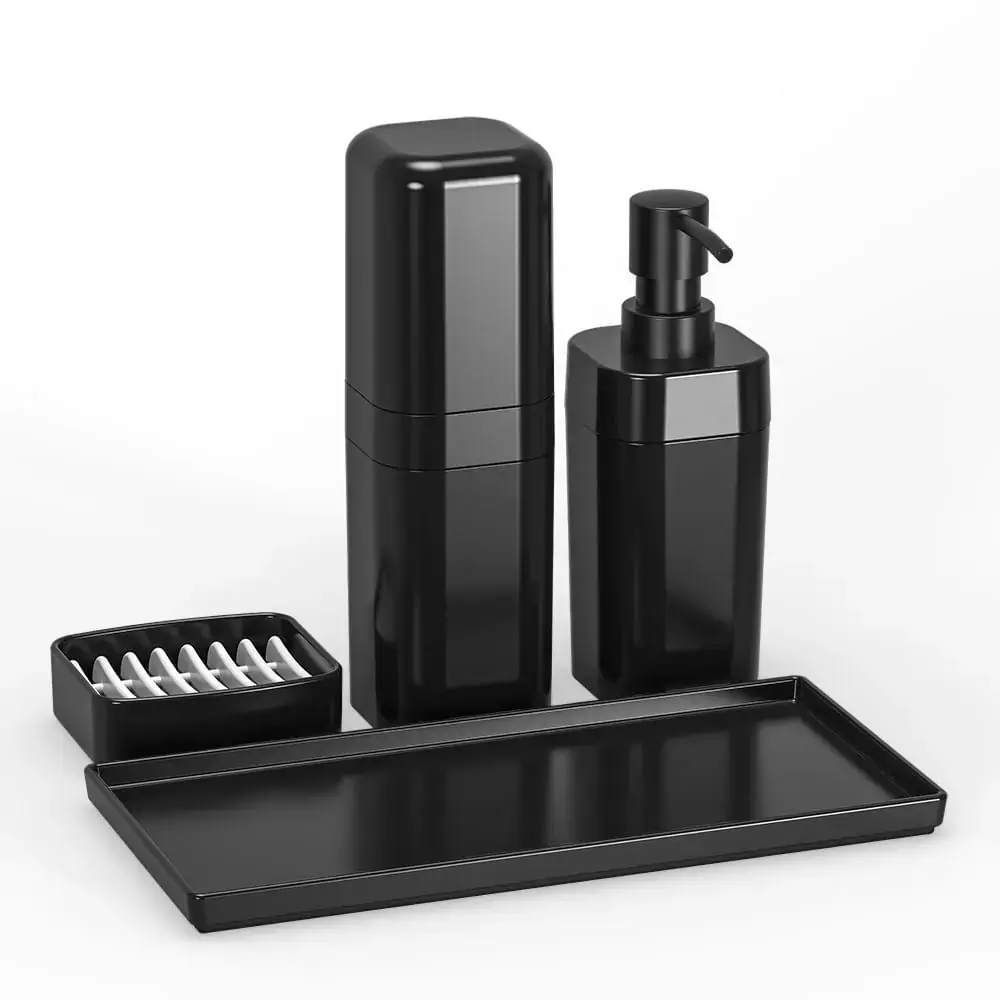 Kit Banheiro Splash 4 Peças Preto Coza 99386/4008