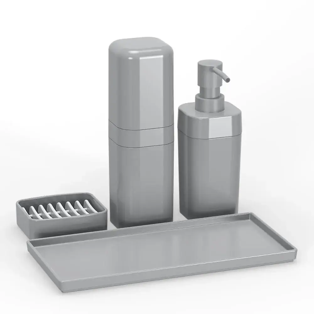 Kit Banheiro Splash 4 Peças Cinza Coza 99386/4499