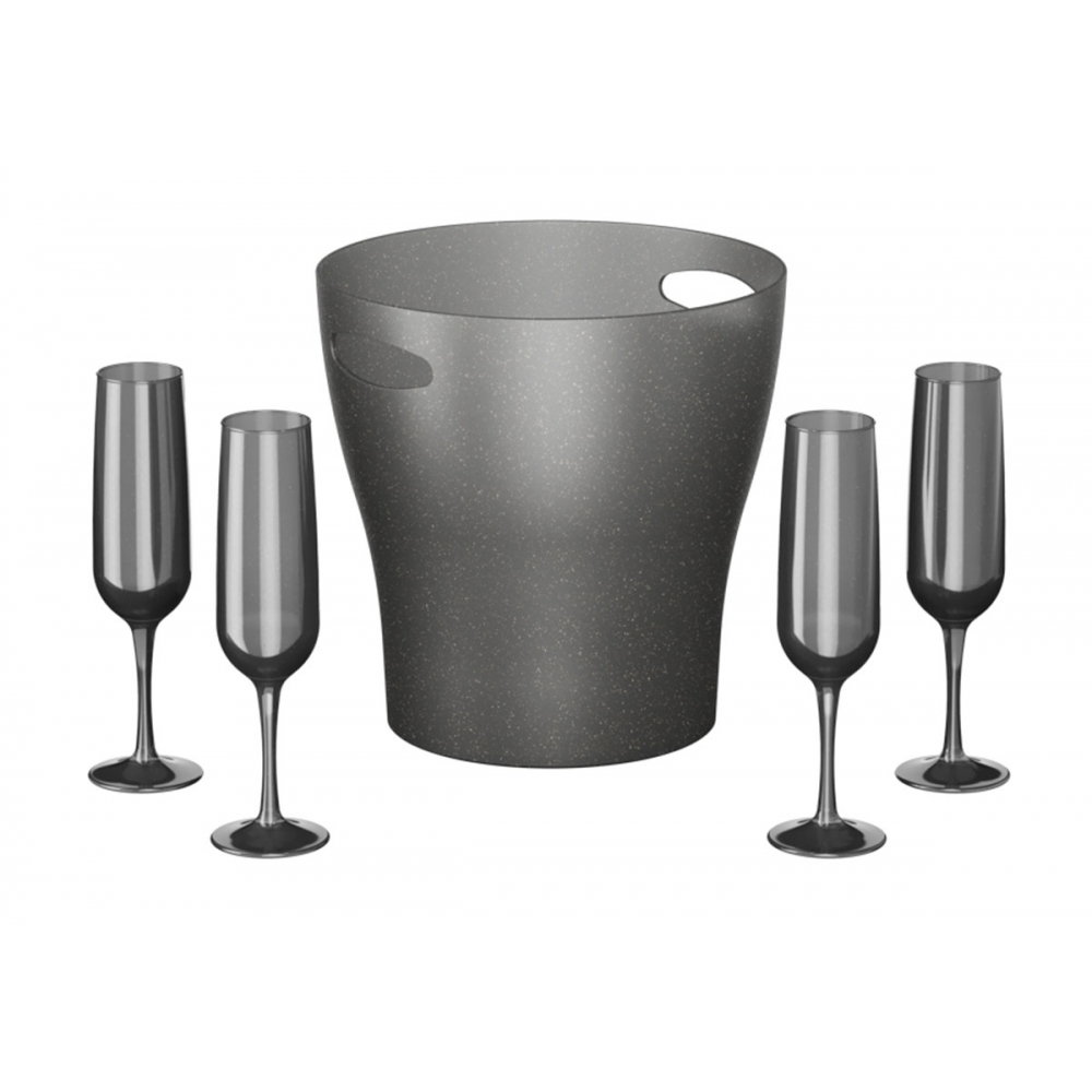Kit Celebration Cooler + 4 Taças De Espumante - Chumbo