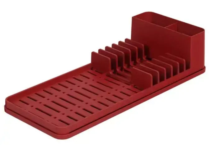 Escorredor com Tapete de Pia Vermelho Bold Single Coza 42,2 x 17,4 x 9,4 cm - Vermelho Bold Coza