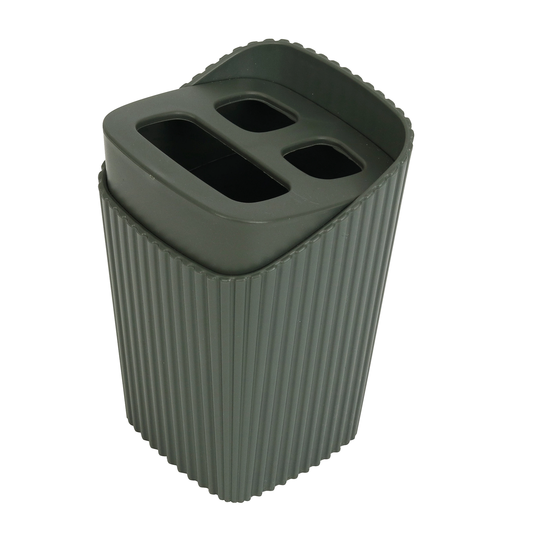Porta Escova de Dente de Bancada para Banheiro Plástico Verde Escuro New Square Flora Coza