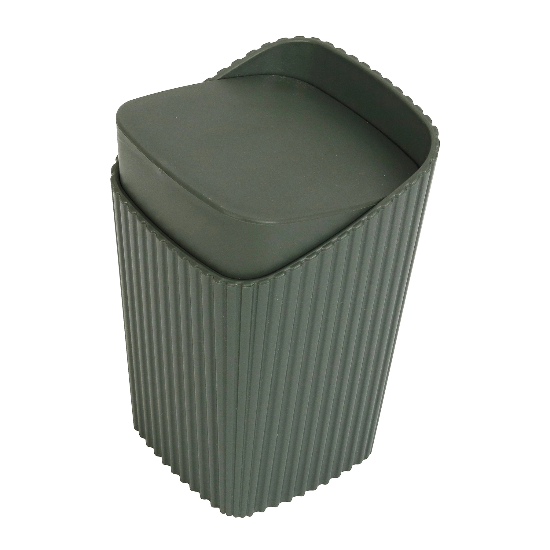 Porta Algodão de Bancada para Banheiro Plástico Verde Escuro New Square Flora Coza