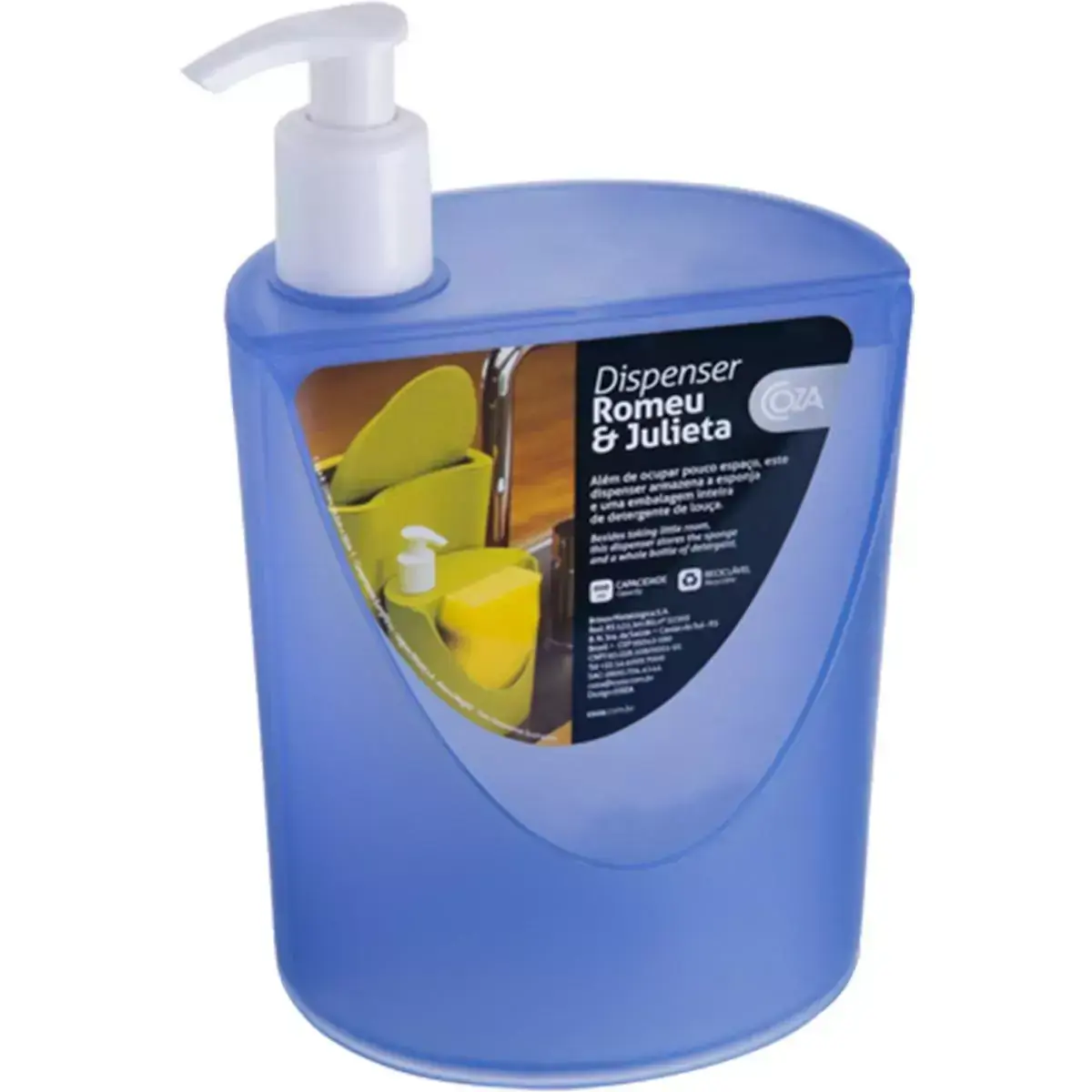 Organizador Suporte Dispenser Detergente Esponja Para Pia Azul
