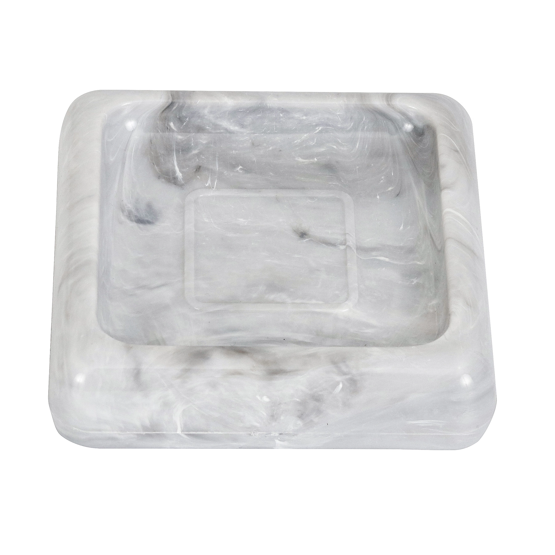 Saboneteira de Bancada para Banheiro Plástico Mármore Branco Cube Coza