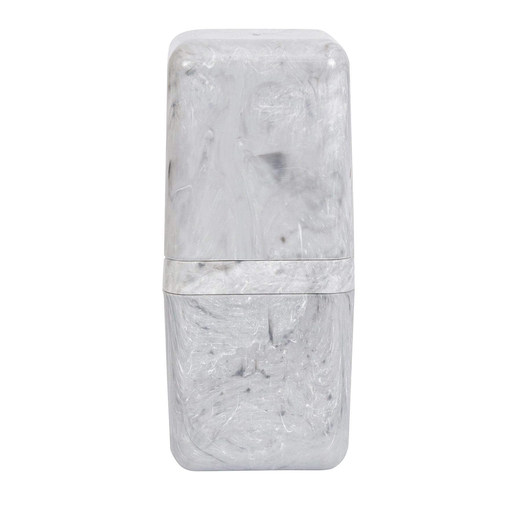 Porta Escova de Dente de Bancada para Banheiro Plástico Mármore Branco Cube Coza