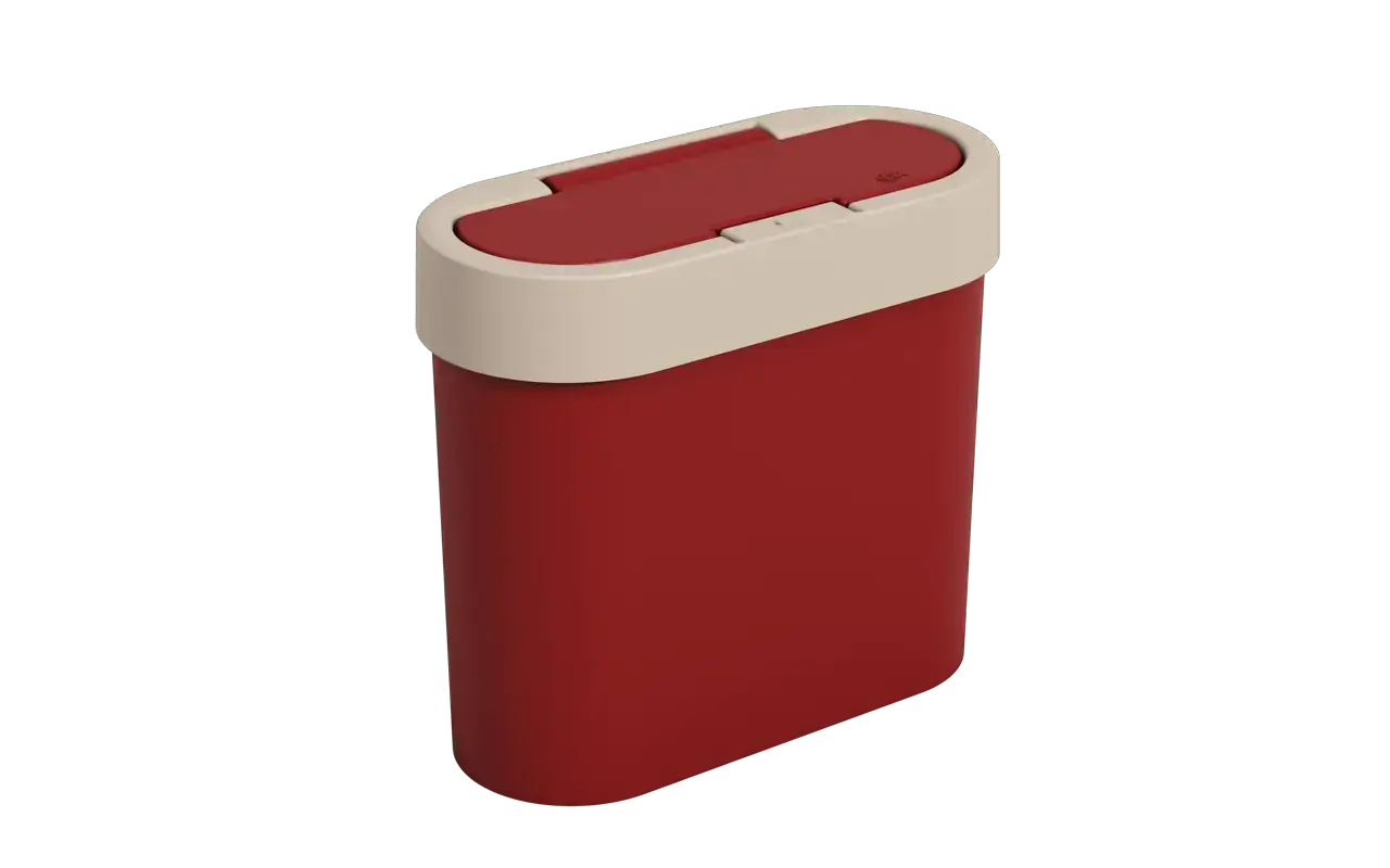 LIXEIRA FLAT 2,8 LITROS VERMELHO BOLD E LIGHT GRAY COZA