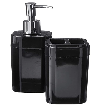Conjunto Para Banheiro Coza Splash 99182/7008 Preto 2 Peças