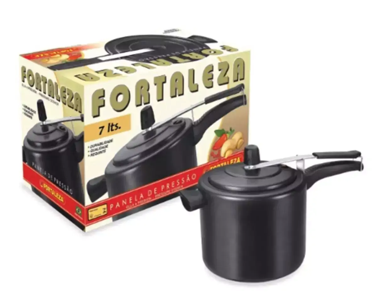 Panela de Pressão Fortaleza Preta 7 Litros