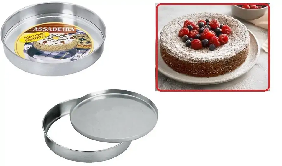 Forma Assadeira Redonda de Alumínio para Bolo e Torta com Fundo Removível 5X29,5 CM Ø