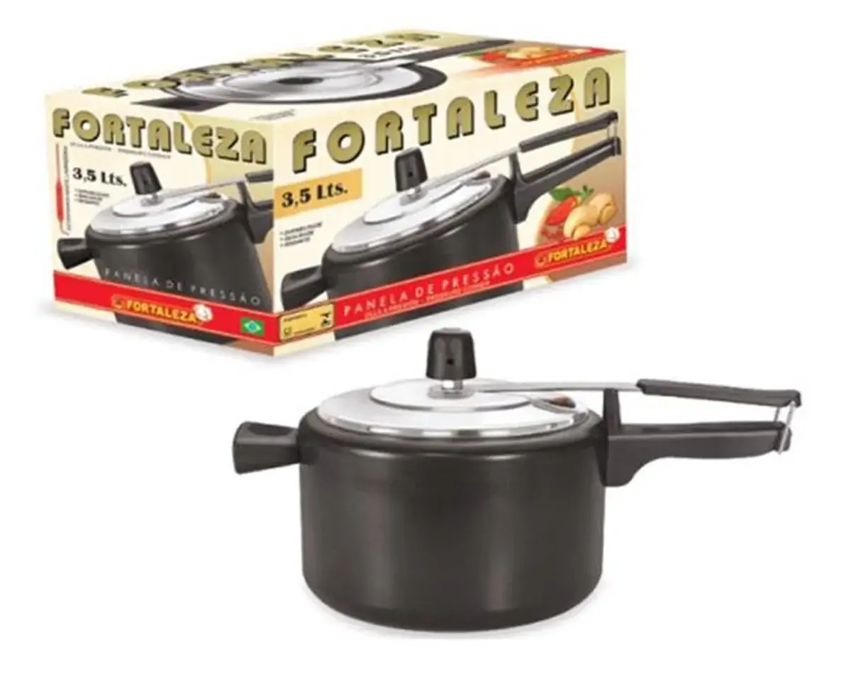 Panela de Pressão Fortaleza Preta/Polida 3,5 Litros