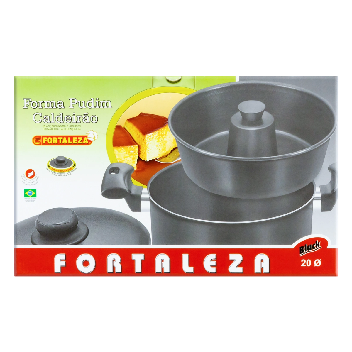 Conjunto Forma Redonda Black Para Pudim Antiaderente Fortaleza Caixa ø 20cm 3 Peças