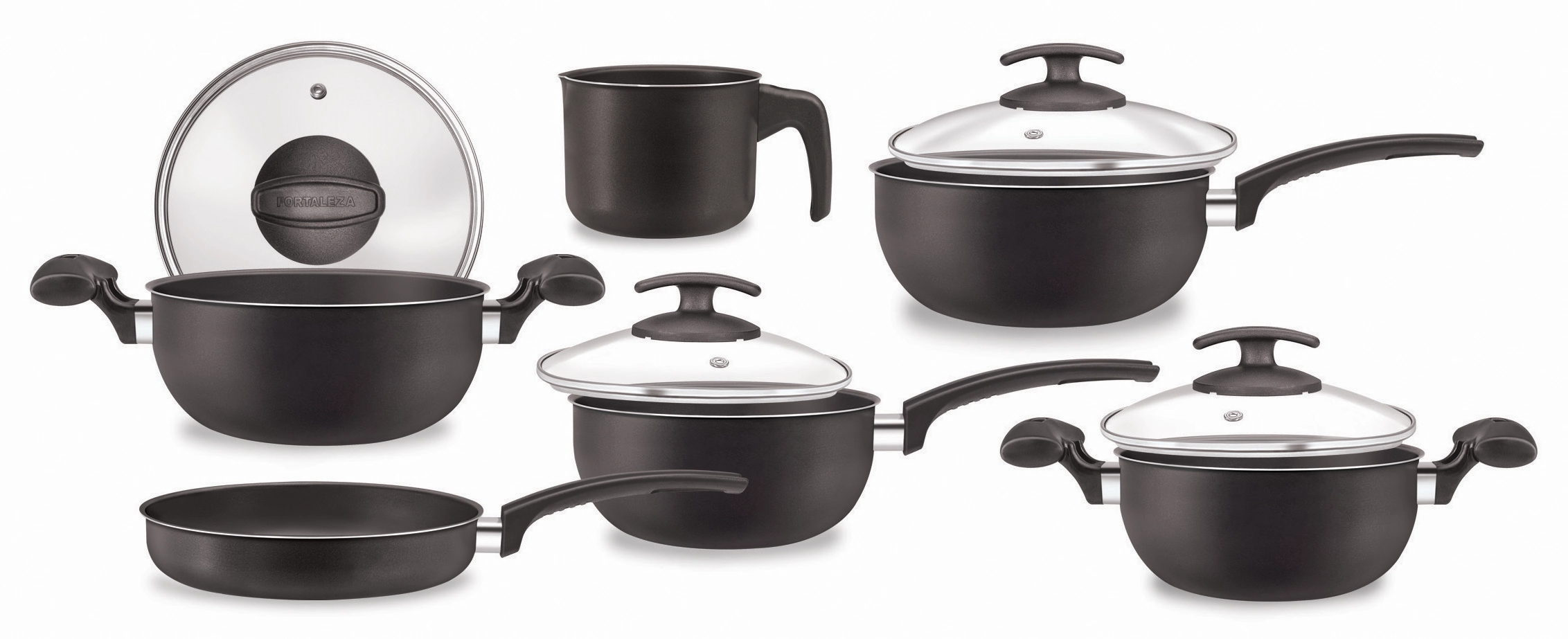 Conjunto de Panelas Fortaleza Artistic 6 Peças Black