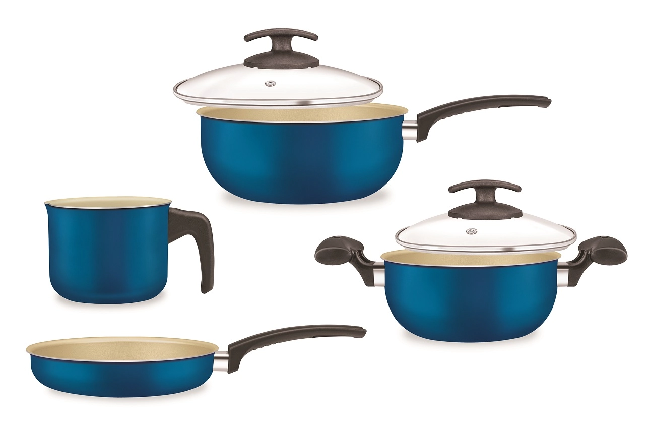 Conjunto de Panelas Fortaleza Artistic Azul com 4 Peças