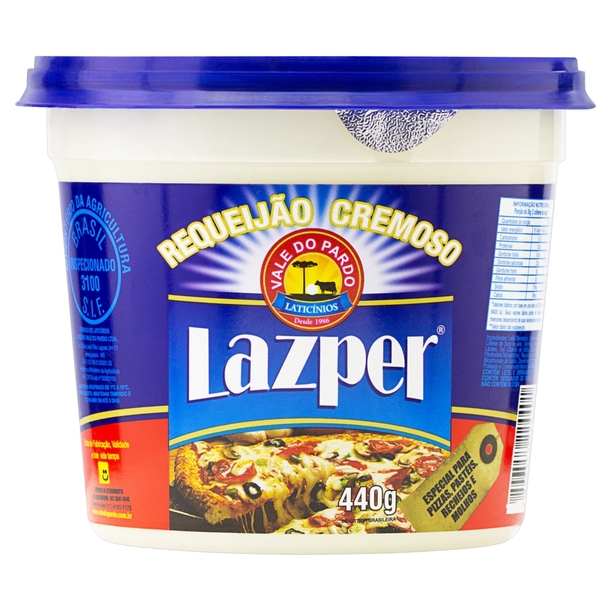 Requeijão Cremoso Vale Do Pardo Lazper Pote 440g