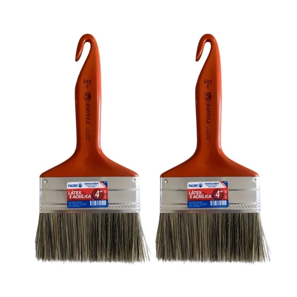 Kit 2 Trincha Pincel P/ Pintura Látex Acrílica 4 Tigre
