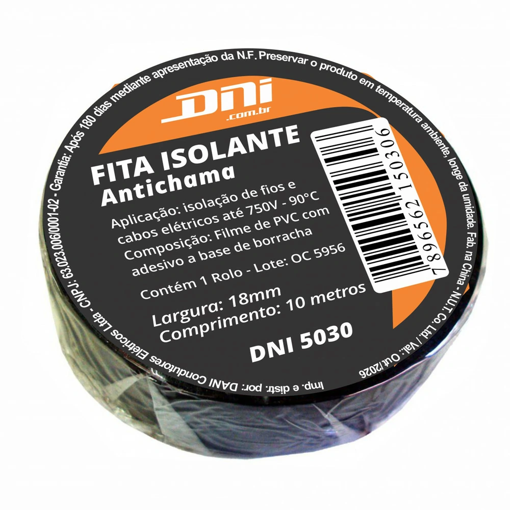 Fita Isolante Antichama 19mm X10 Metros - DNI DNI5030
