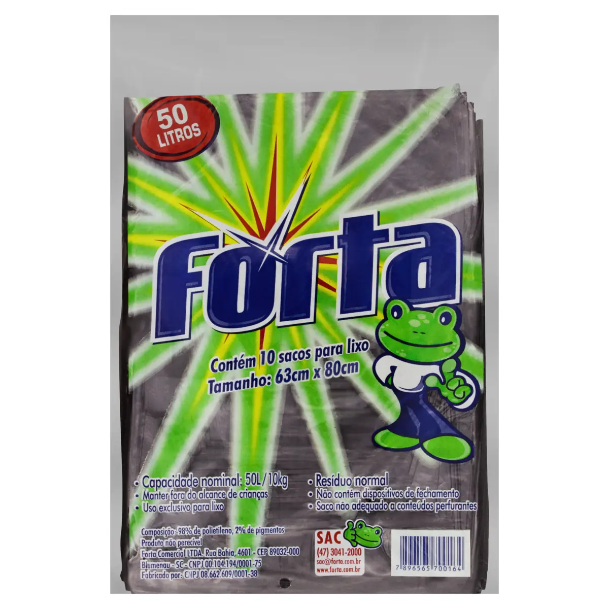 Saco De Lixo 50l Forta 10 Unidades