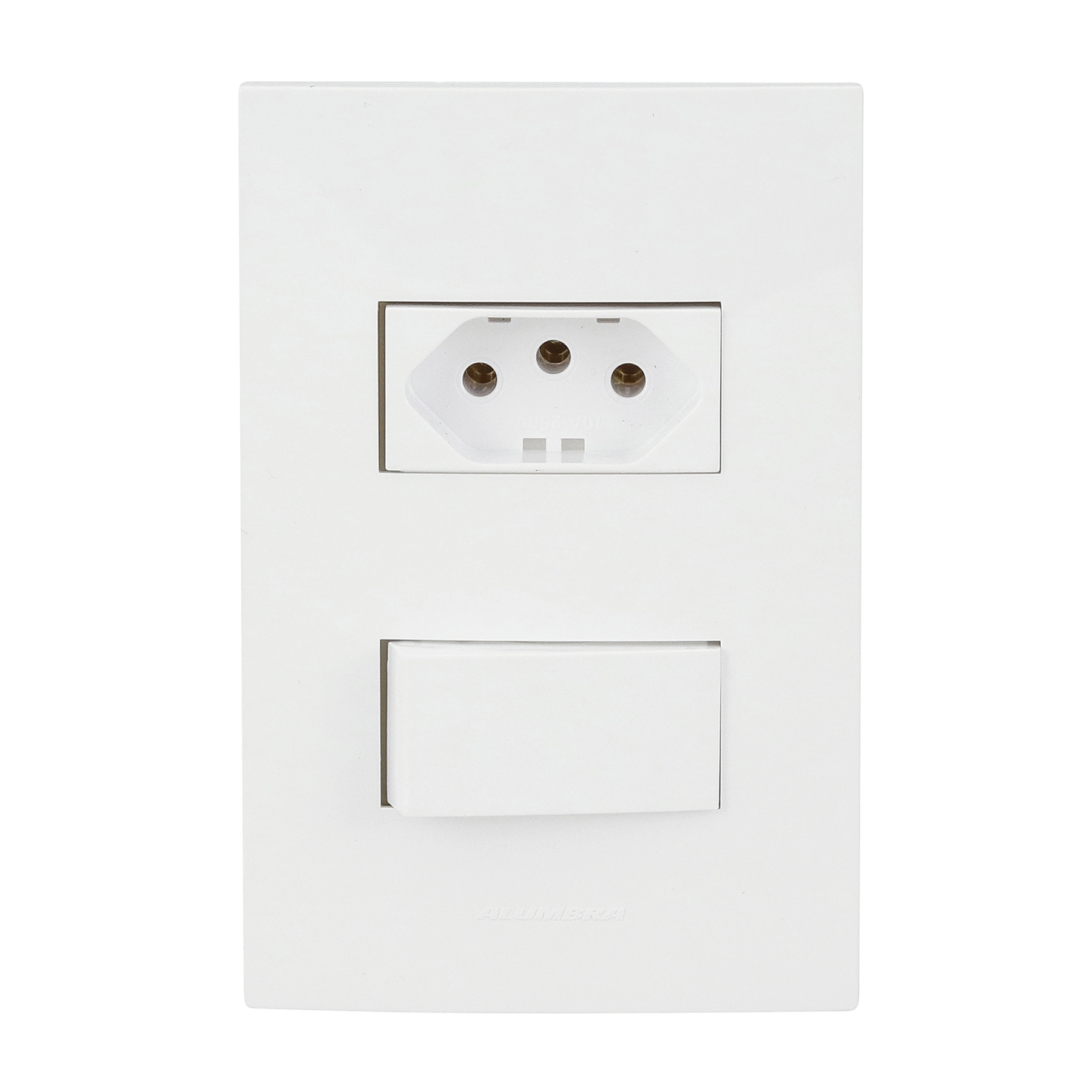 Conjunto Interruptor Simples e Tomada 10A Branco InovaPro Alumbra