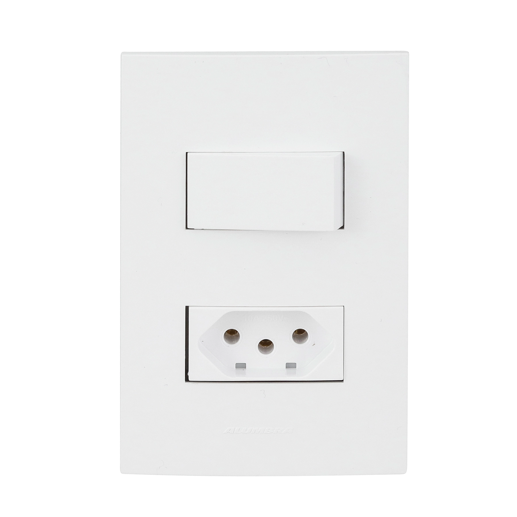 Conjunto de Interruptor Paralelo e Tomada 10A Branco InovaPro Alumbra