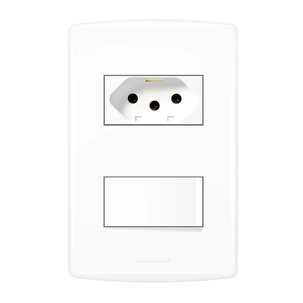 Conjunto de Interruptor Paralelo e Tomada 10A Branco BiancoPró Alumbra