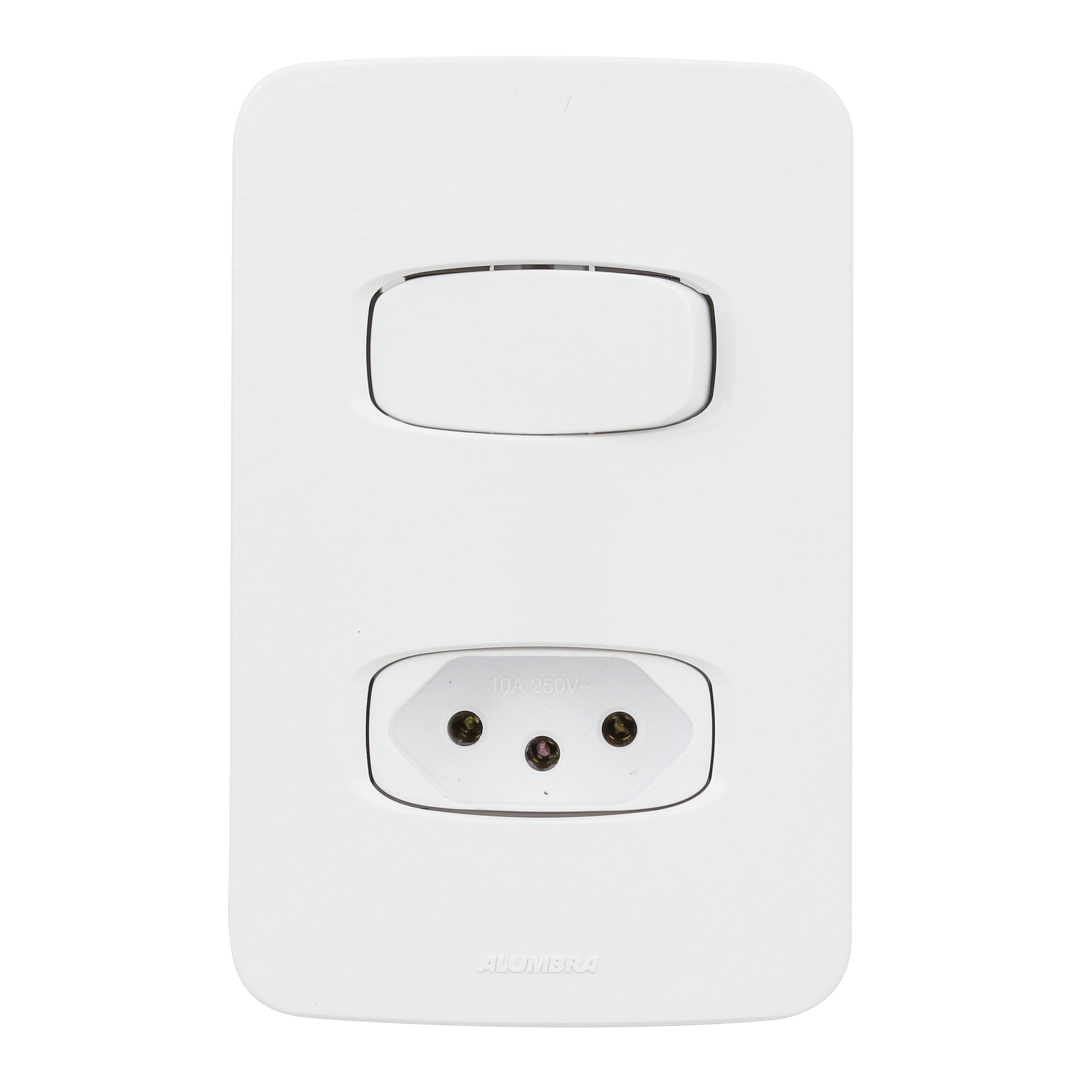 Conjunto de Interruptor Paralelo com Tomada 10A 4X2 Branco Gracia Alumbra