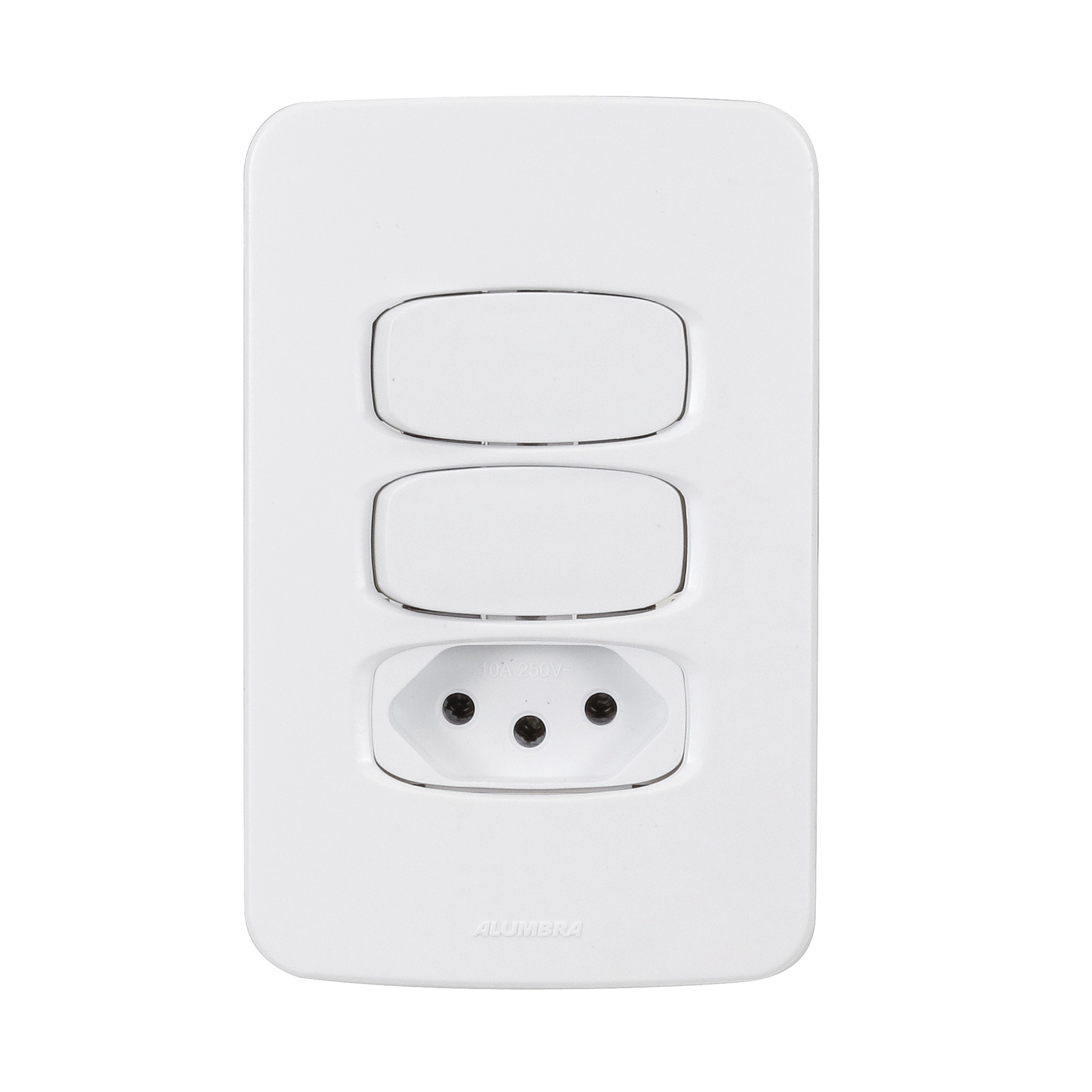 Conjunto de 2 Interruptores Simples com Tomada 10A 4X2 Branco Gracia