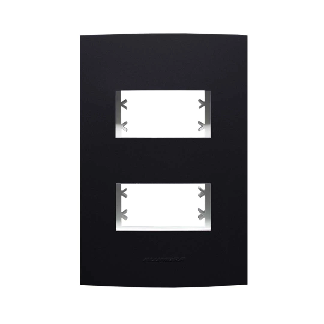 Placa e Suporte 4X2 2 Módulos Distanciado Preto Inovapro Class