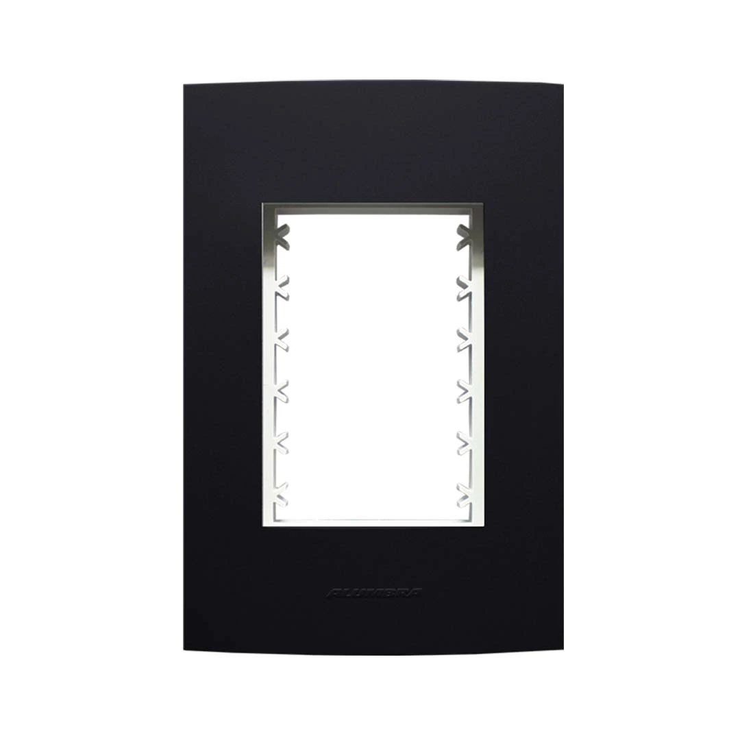 Placa 4X2 3 Módulos Com Suporte Preto Inovapro Class