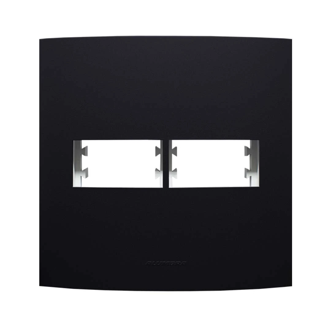 Placa e Suporte 4X4 2 Módulos Distanciado Preto Inovapro Class