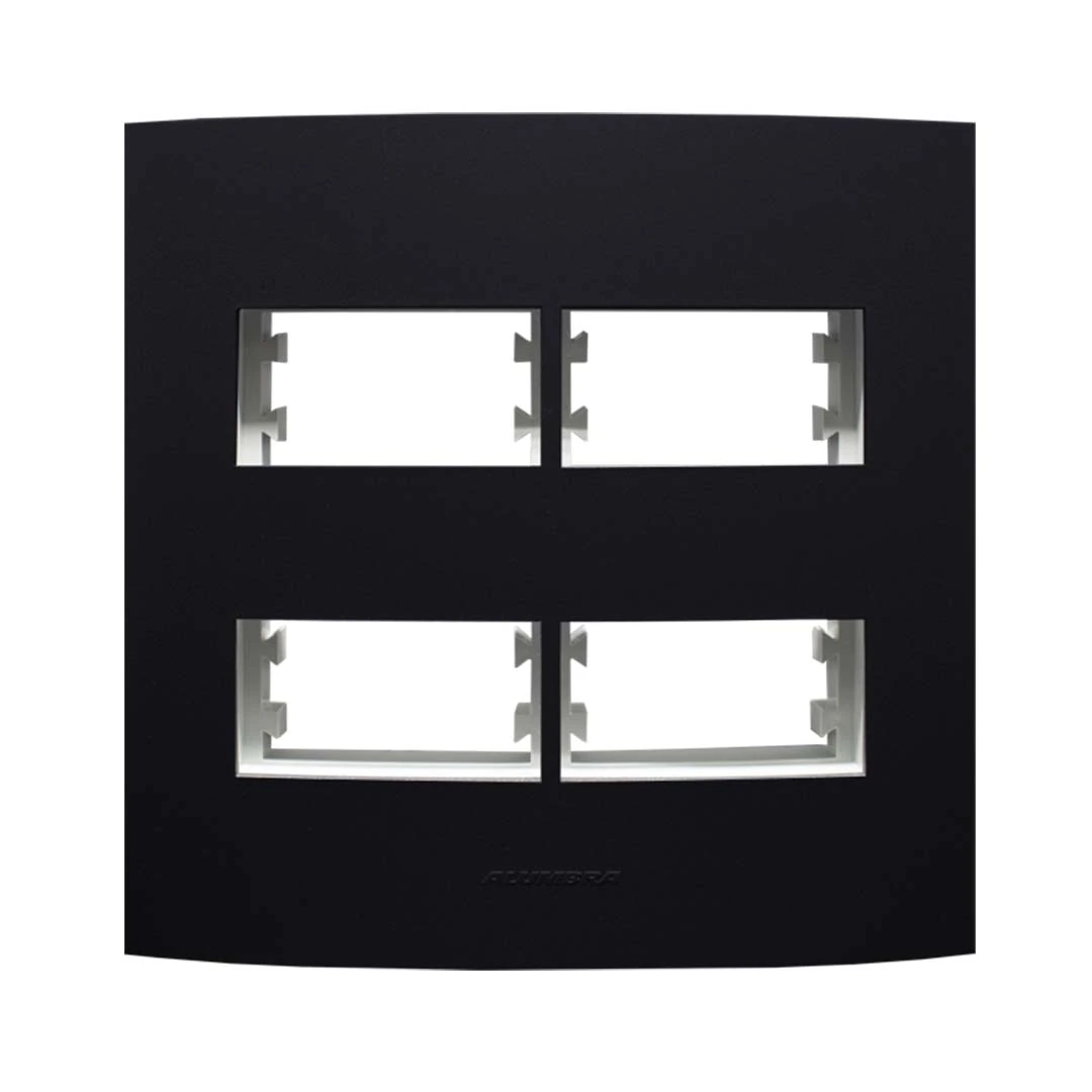 Placa e Suporte 4X4 4 Módulos Distanciado Preto Inovapro Class