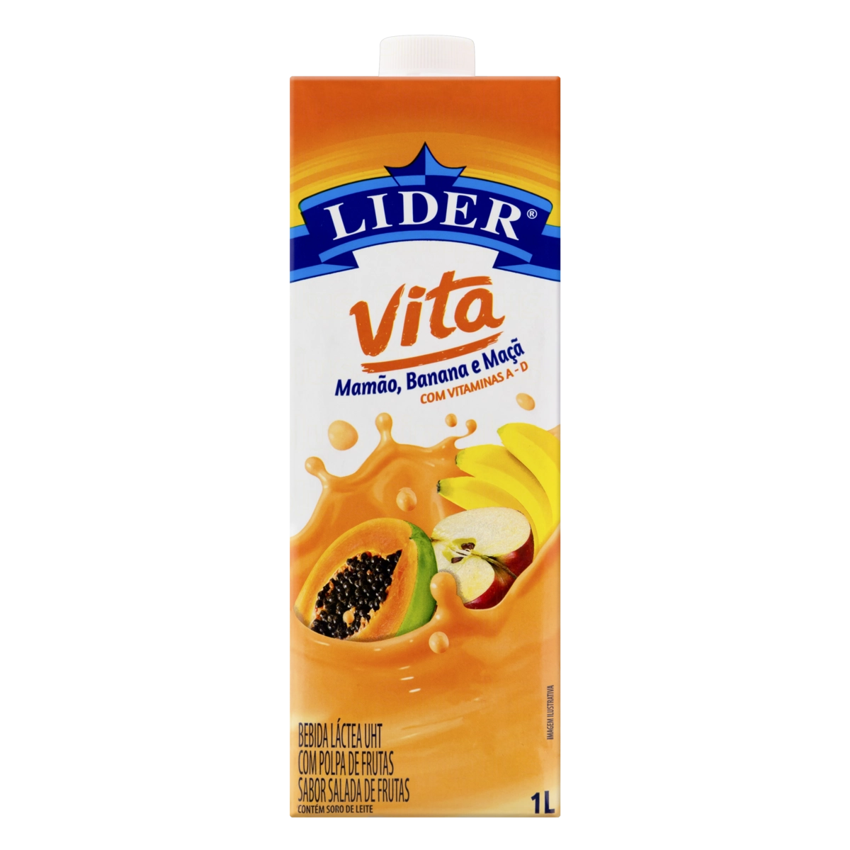Bebida Láctea Uht Mamão, Maçã E Banana Lider Vita Caixa 1l