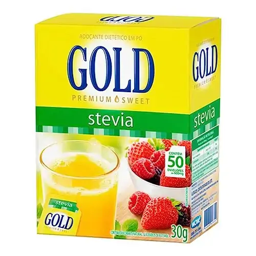 Adoçante Em Pó Stevia Gold Premium Sweet Caixa 30g 50 Unidades