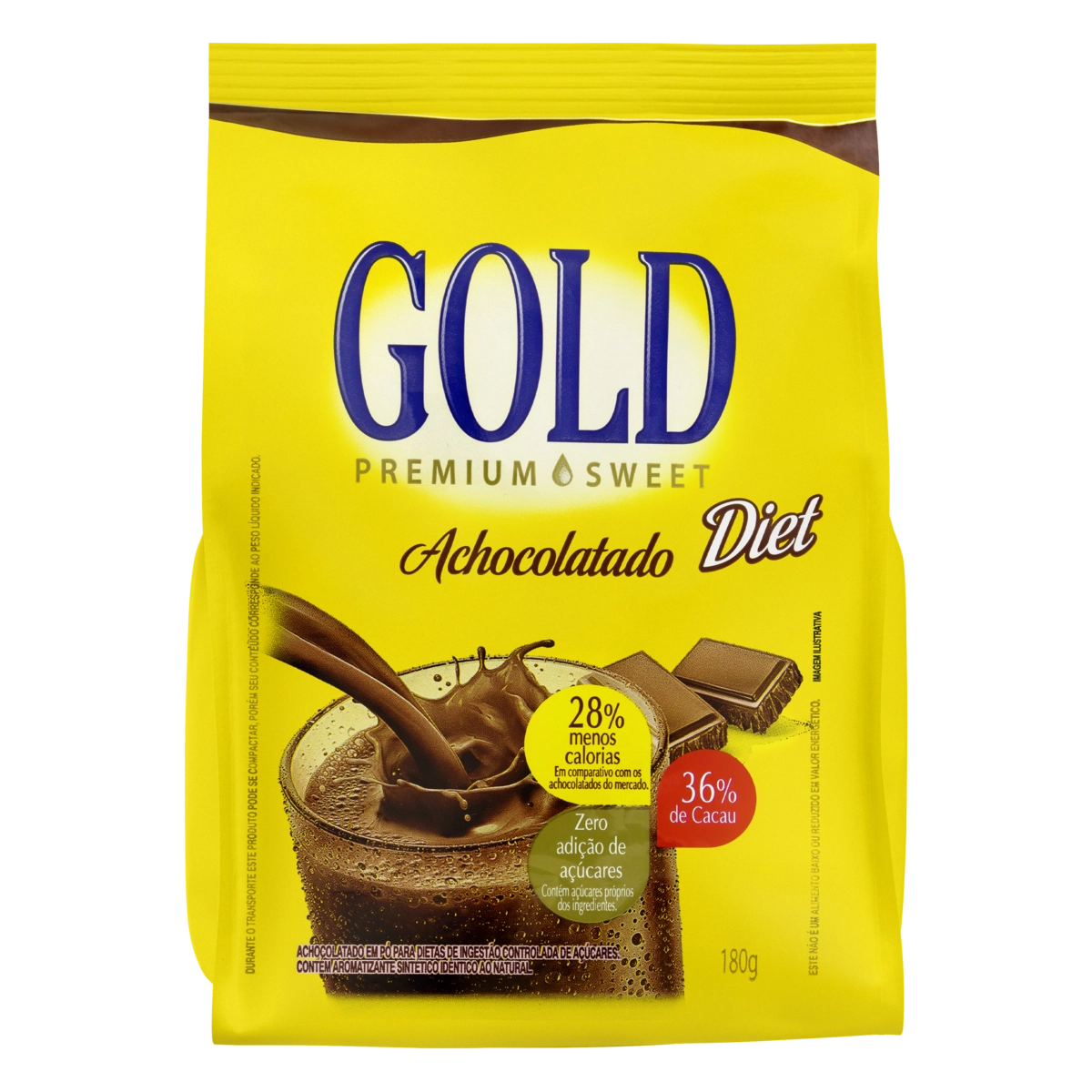 Achocolatado Pó Diet Gold Premium Sweet Pacote 180g