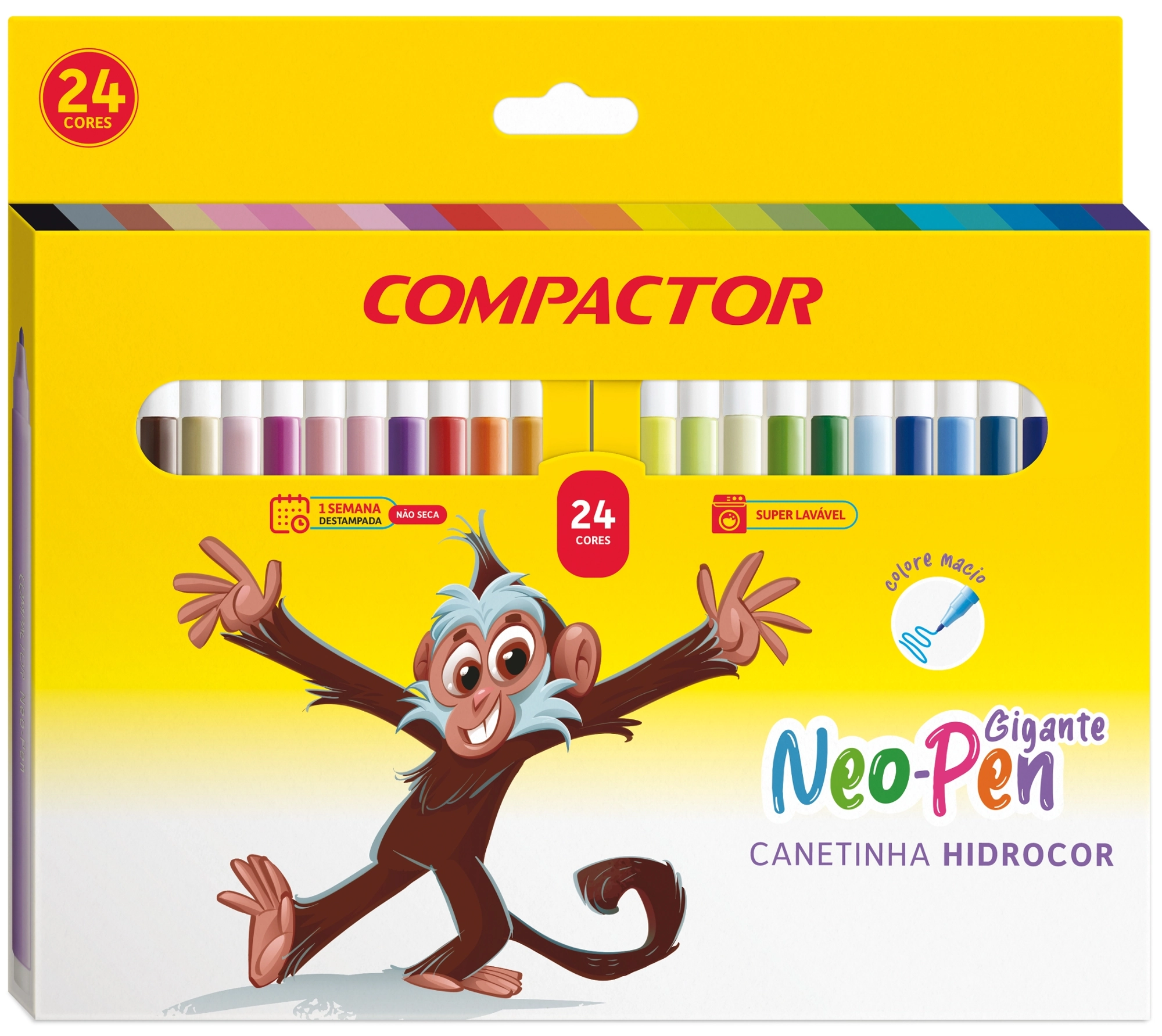 Caneta Hidrocor Neopen Gigante 24 Cores Atacado Pct C/5 Compactor