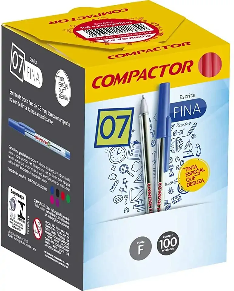 Caneta Compact Vermelho 0 7 Aco