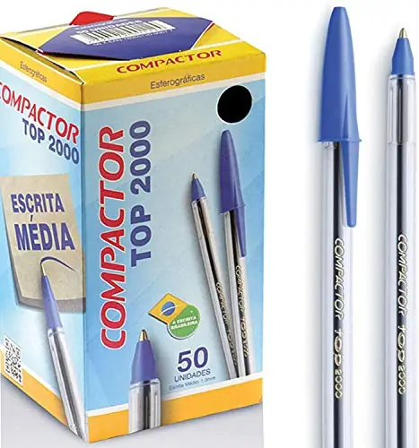 Caneta Top 2000 Azul Compactor Cx C/ 100