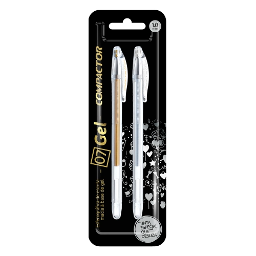 Caneta Compactor Esferografica 0,7mm Gel 1ouro 1prata 1786628