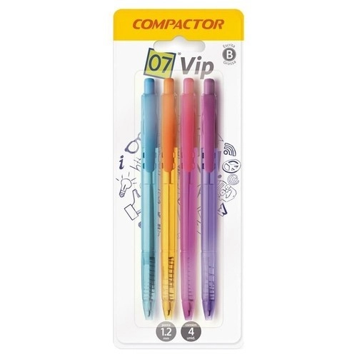 Caneta Compactor Esferografica 0,7mm Vip Ret 1az Tur 1la 1ros 1vio 1932646