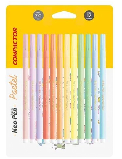 Caneta Compactor Hidrografica Neo Pen Gigante 12 Cores Pasteis 2404000