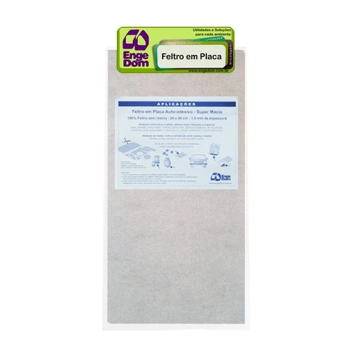 FELTRO CINZA AUTO ADESIVO PLACA 24CMx48CMx3MM