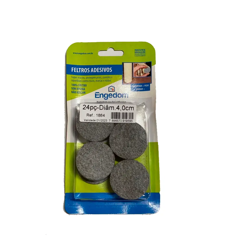 FELTRO CINZA AUTOADESIVO REDONDO 40x3MM 24UN