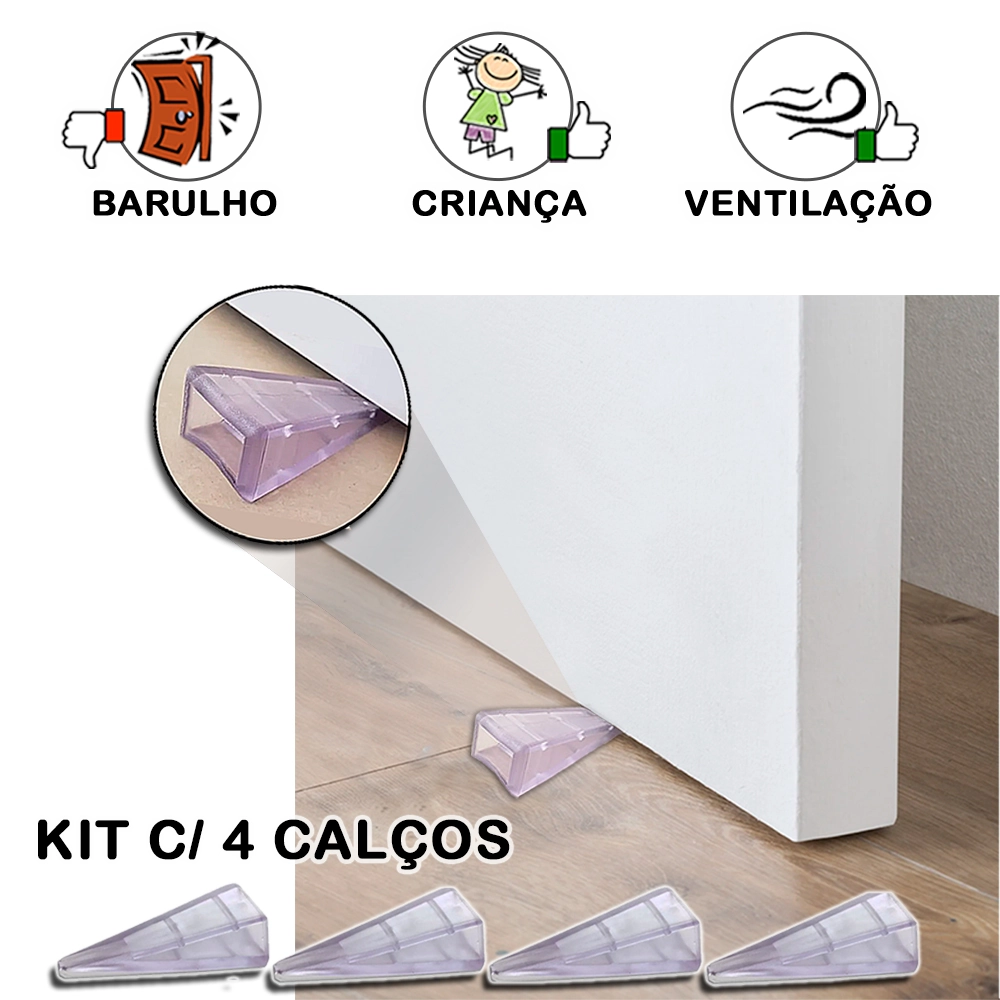 APARADOR DE PORTA CALÇO TRAVA CUNHA PROTETOR FLEXIVEL C/4UN