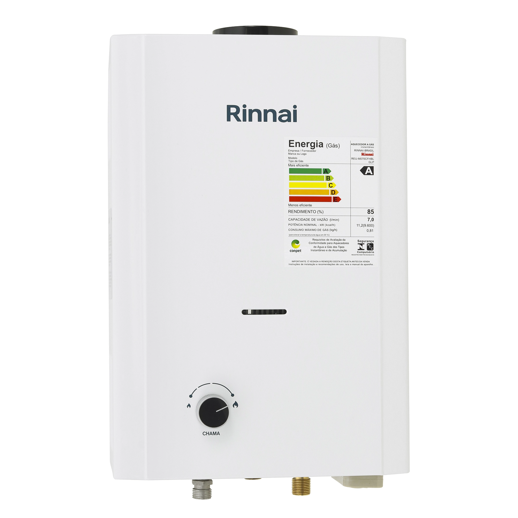 Aquecedor de Água a Gás Rinnai 7L/min GLP Branco M07-BP