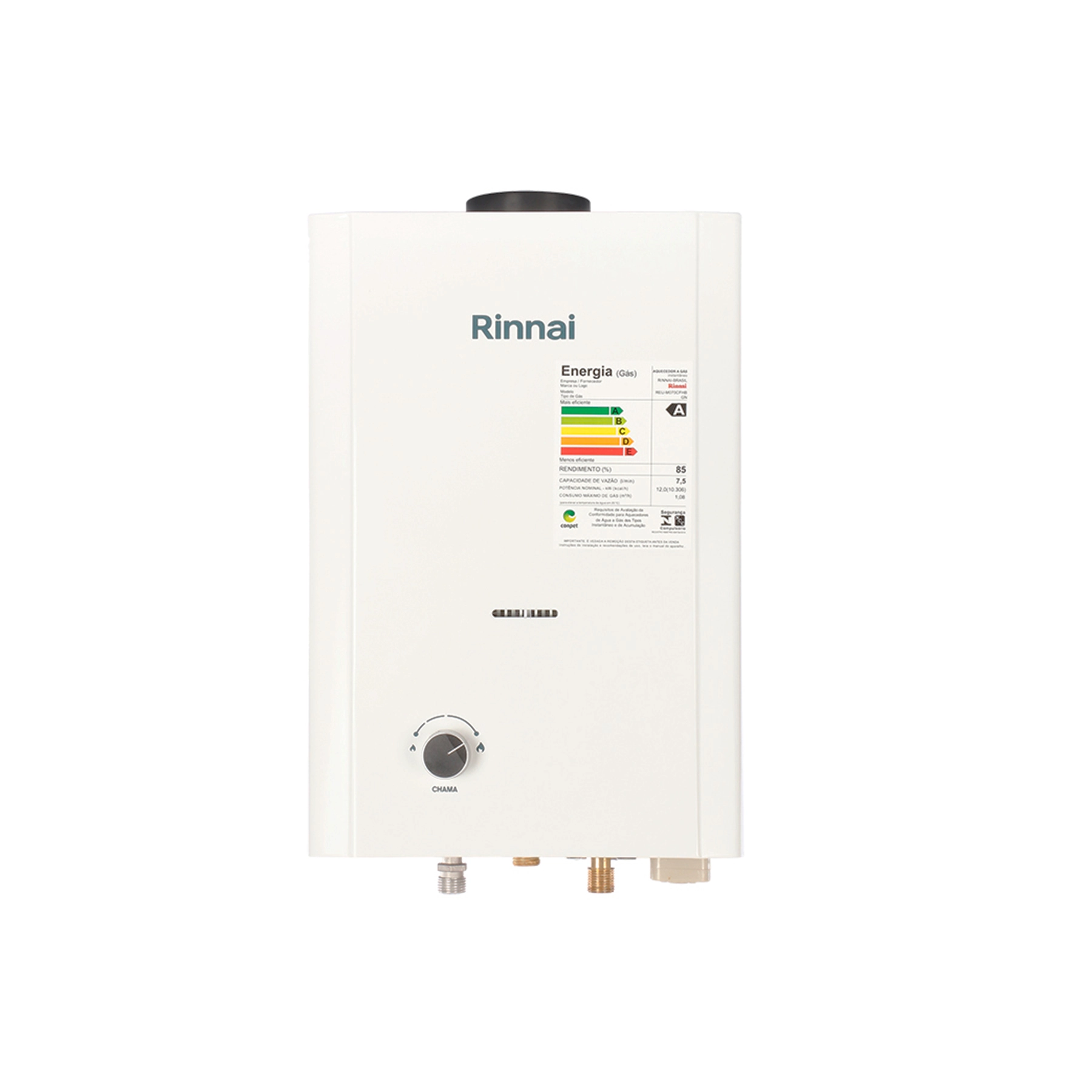Aquecedor de Água a Gás Rinnai 7,5L/min GN Branco M07-BP