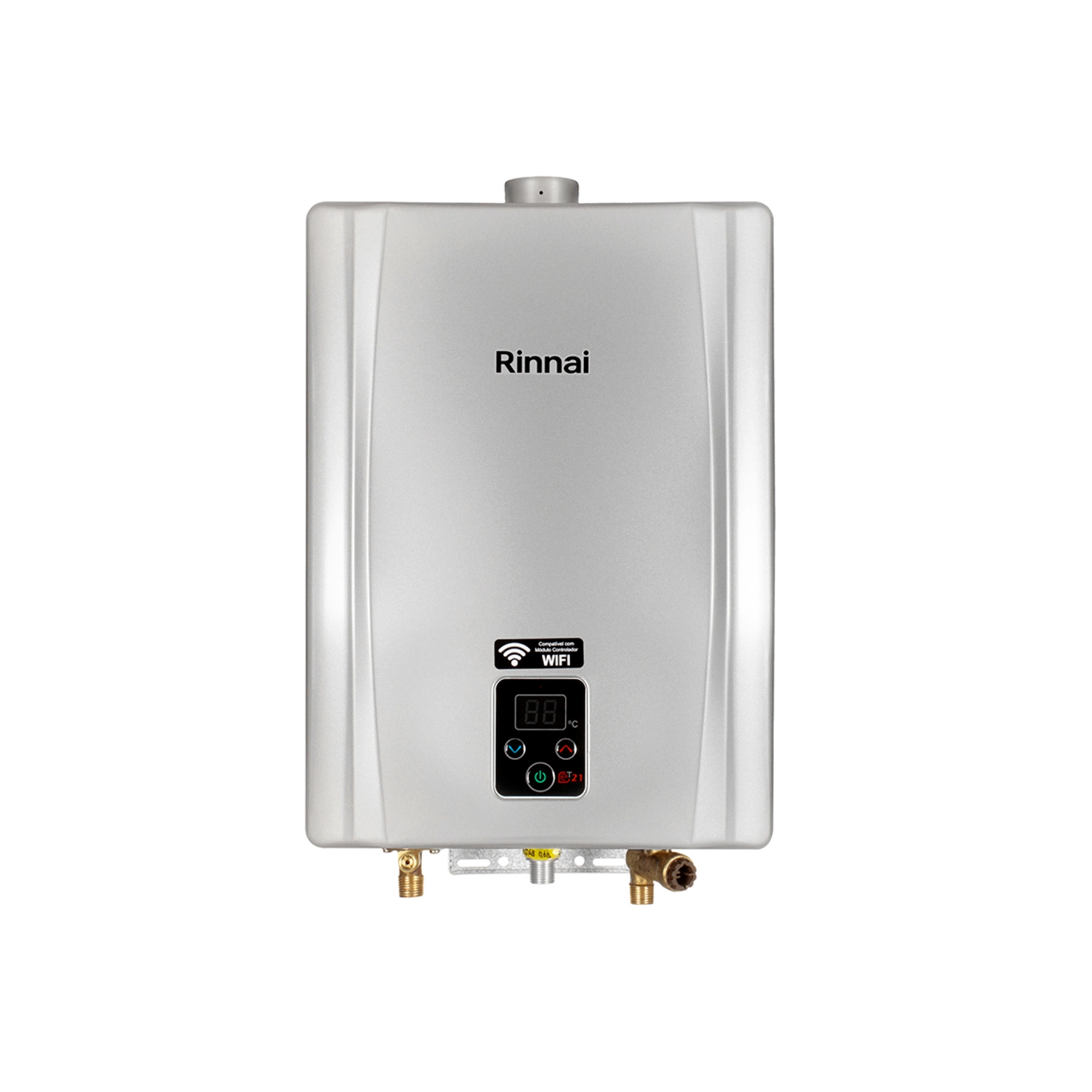 Aquecedor de Água a Gás Rinnai 21L/min GN Prata Digital Wi-Fi E21