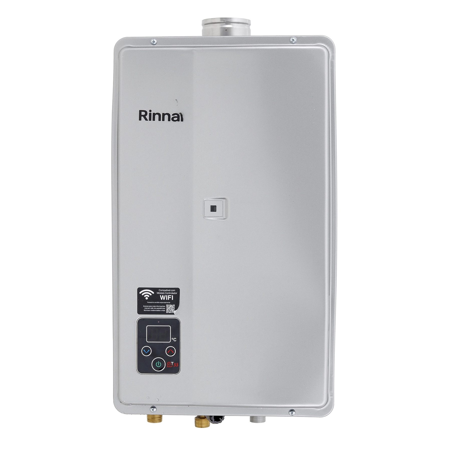 Aquecedor de Água a Gás Rinnai 32,5L/min GN Prata Digital Wi-Fi E33