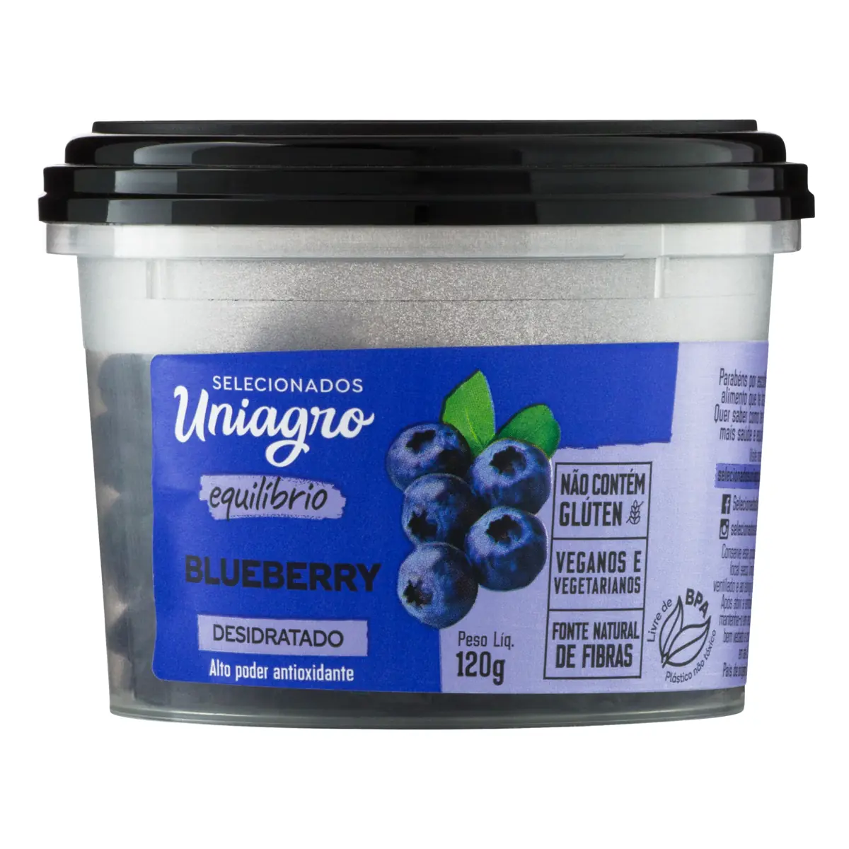 Blueberry Desidratado Uniagro Equilíbrio Pote 120g