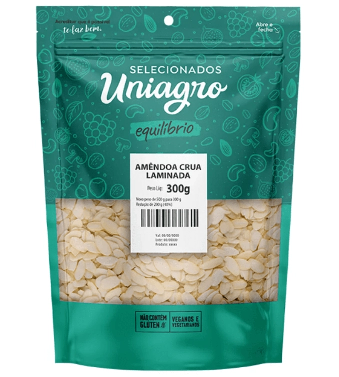 Amendoa Uniagro Crua Laminada 500g