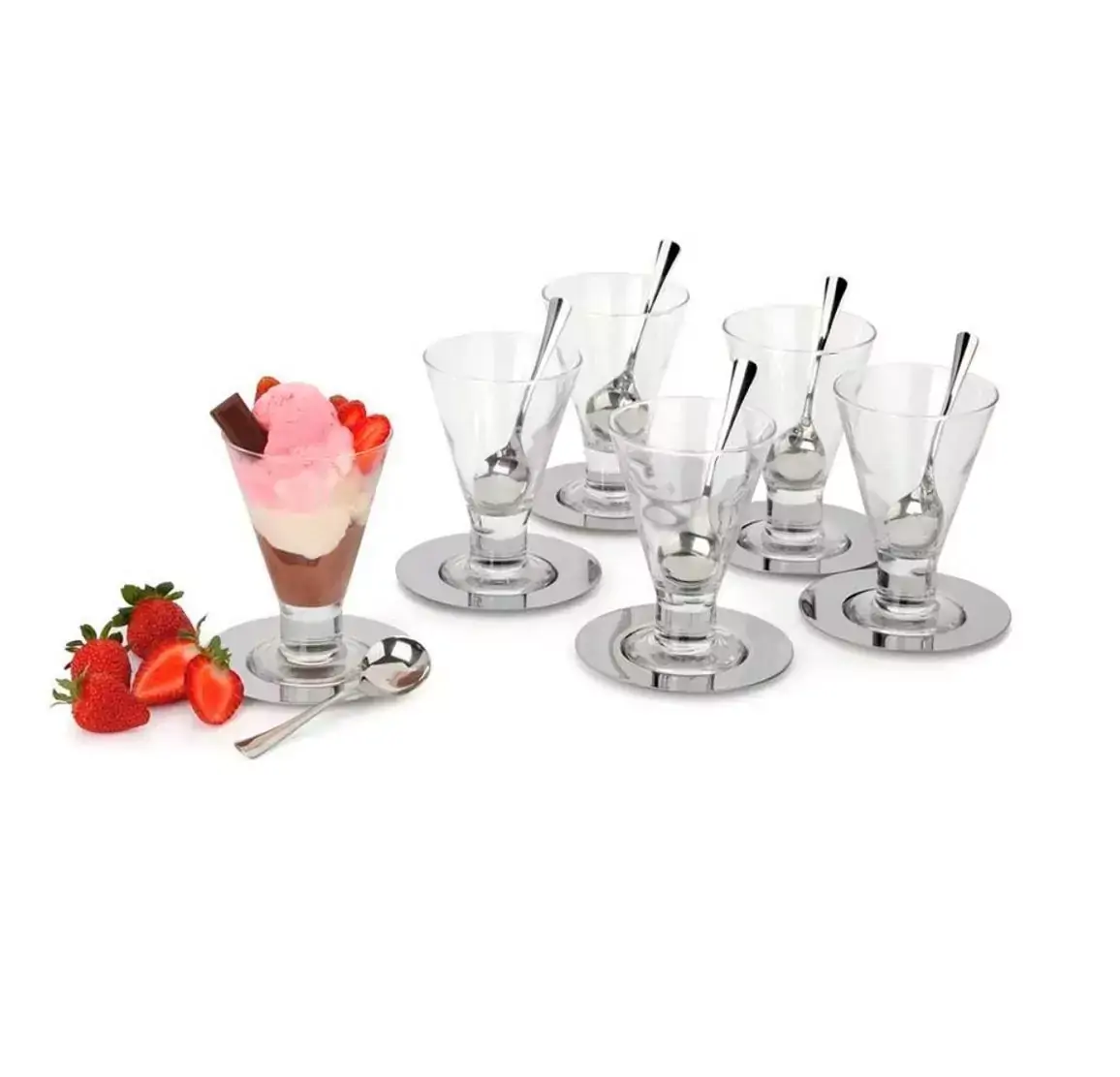 Conjunto sorvete com prato colher e taça 6 peças Forma