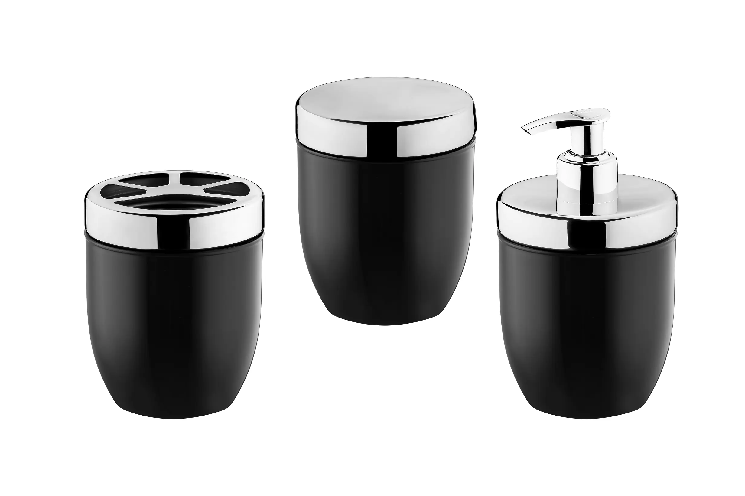 Conjunto 3  Acessórios De Banheiro Preto Forma Inox
